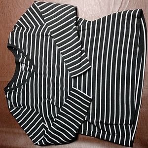 Lane Bryant Black & White Striped Knit T-shirt Women's Plus Size 22/24